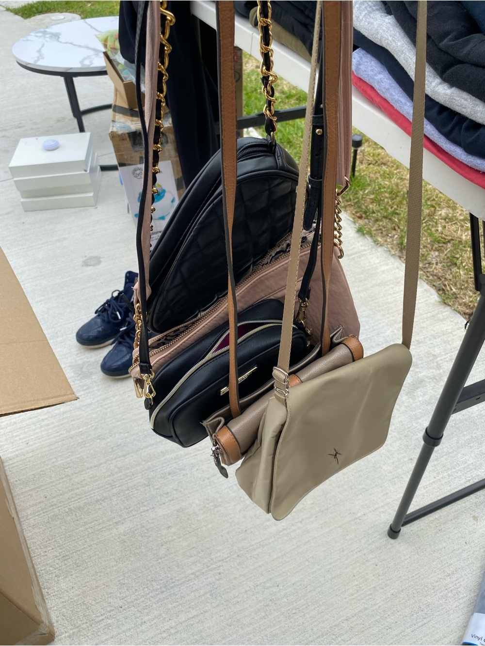 women’s  Crossbody Bags - Beige and Black pink